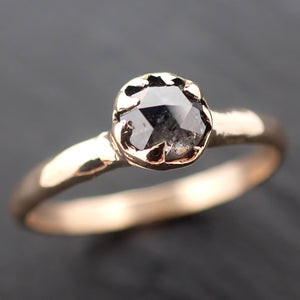 Fancy cut salt and pepper Diamond Solitaire Engagement 14k yellow Gold Wedding Ring byAngeline 3501