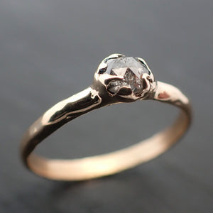 Fancy cut salt and pepper Diamond Solitaire Engagement 14k yellow Gold Wedding Ring byAngeline 3500