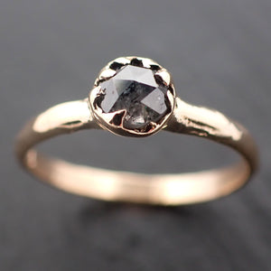 Fancy cut salt and pepper Diamond Solitaire Engagement 14k yellow Gold Wedding Ring byAngeline 3501