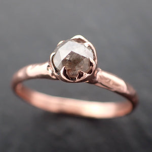 Faceted Fancy cut Champagne Diamond Solitaire Engagement 14k Rose Gold Wedding Ring byAngeline 3522