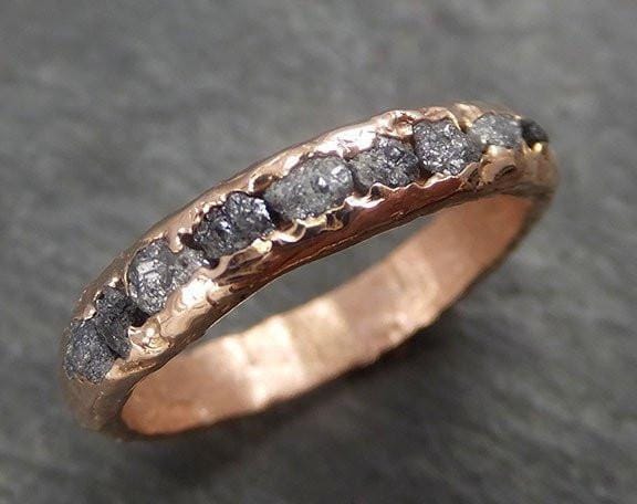 Raw Black Diamond Men's Wedding Band • Yellow White Rose Gold