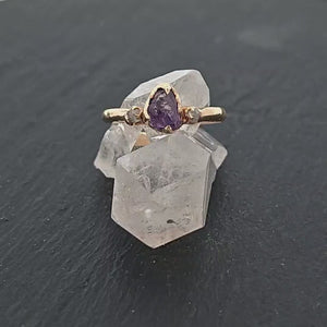 Sapphire tumbled purple tumbled yellow 14k gold multi stone gemstone ring 3145