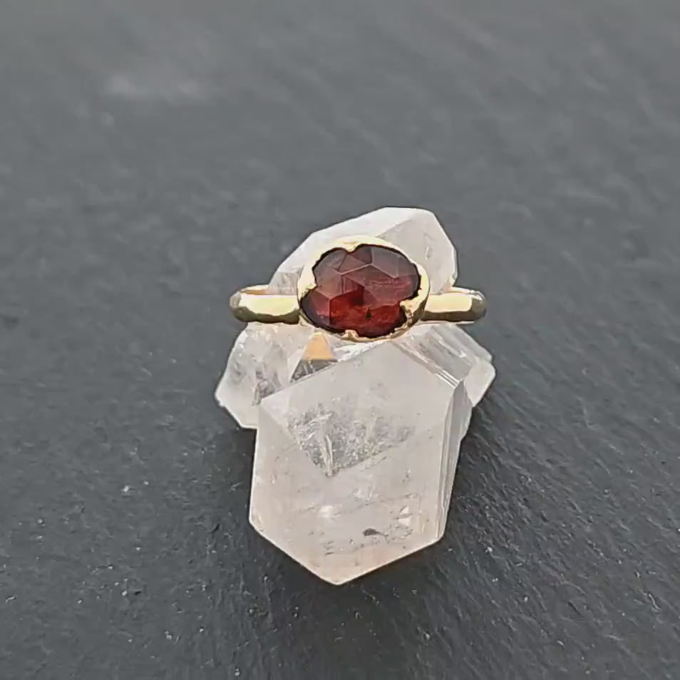 Tourmaline Yellow 18k Gold Ring Fancy cut red Gemstone Solitaire recycled statement cocktail statement 3364