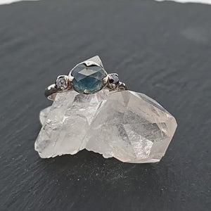 Fancy cut  blue Montana Sapphire and fancy Diamonds 18k White Gold Engagement Wedding Ring Gemstone Ring Multi stone Ring 3163