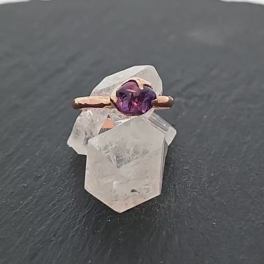 Sapphire   Purple polished 14k Rose gold Solitaire gemstone ring 2897