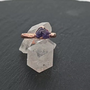 Sapphire  Purple polished 14k Rose gold Solitaire gemstone ring 2922