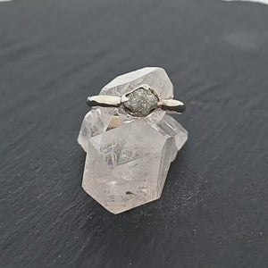 Raw White Diamond Solitaire Engagement Ring 18k White Gold Stacking Rough Diamond byAngeline 3158