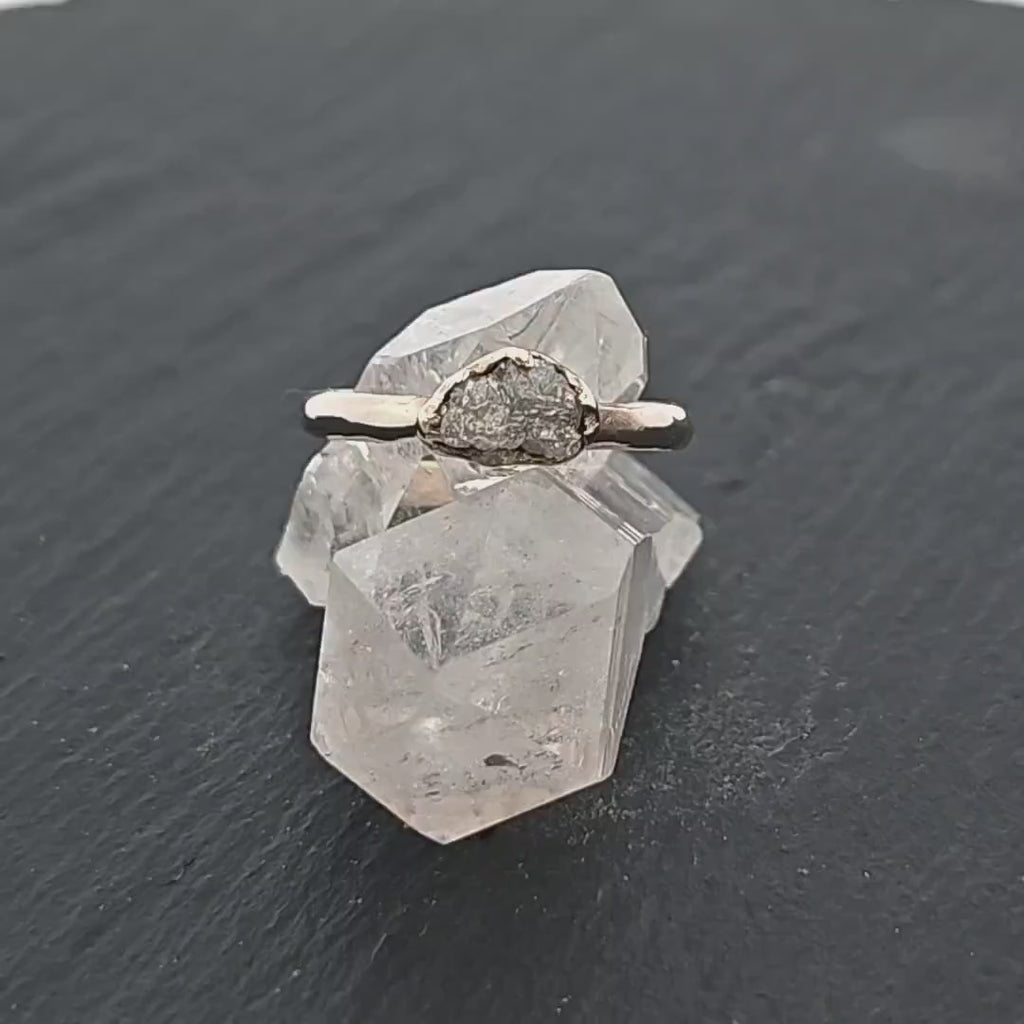 Raw White Diamond Solitaire Engagement Ring 14k White Gold Stacking Rough Diamond byAngeline 3144