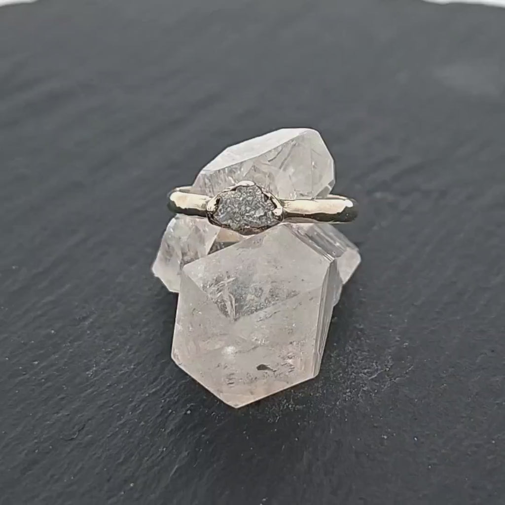 Raw White Diamond Solitaire Engagement Ring 18k White Gold Stacking Rough Diamond byAngeline 3157