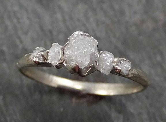 custom diamond white gold engagement ring multi stone rough gold