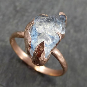 uncut Aquamarine Solitaire Ring Custom One Of a Kind Gemstone Ring Bespoke byAngeline 0570 - by Angeline