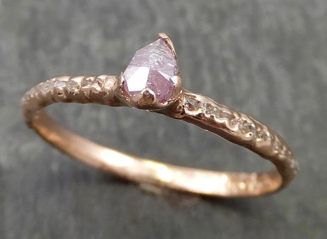 Fancy cut Pink Diamond Engagement 14k Rose Gold Multi stone Wedding Ring Rough Diamond Ring byAngeline 0668 - by Angeline