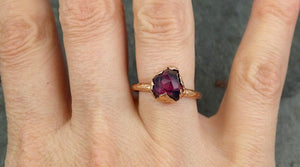 Partially Faceted Sapphire Solitaire 14k rose Gold Engagement Ring Wedding Ring Custom One Of a Kind Gemstone Ring 0699 - by Angeline