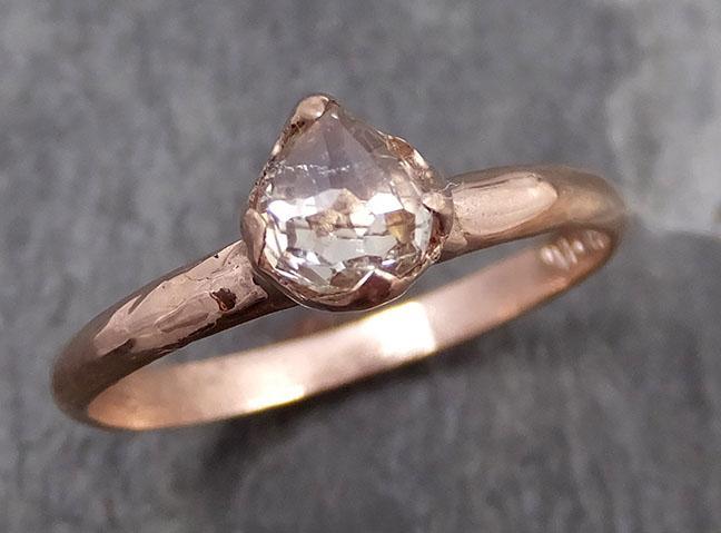 Faceted Fancy cut white Diamond Solitaire Engagement 14k rose Gold Wedding Ring byAngeline 0740 - by Angeline