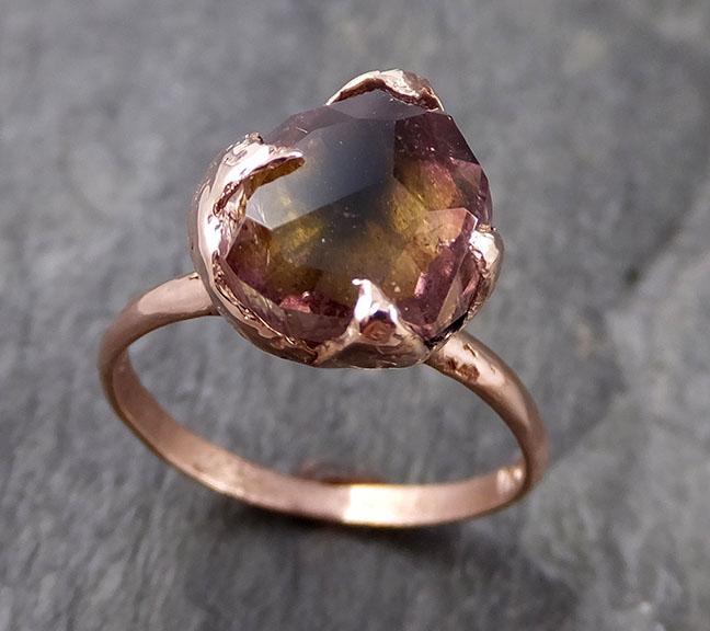 Partially faceted Tourmaline Solitaire 14k Rose Gold Engagement Ring One Of a Kind Gemstone Ring byAngeline 1168 - by Angeline
