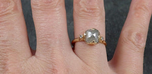 Faceted Fancy cut white Diamond Multi stone Engagement 14k Yellow Gold Wedding Ring byAngeline 1208 - by Angeline