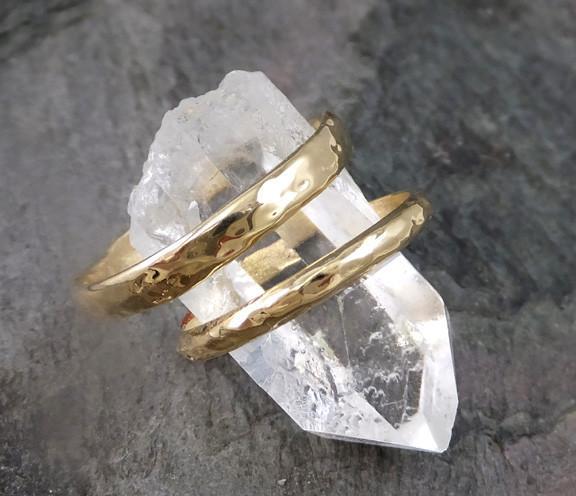 Custom pair Men's and Women's Wedding bands set 14k  gold textured wedding rings Recycled gold - Gemstone ring by Angeline