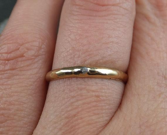 Raw Rough Uncut Diamond Wedding Band 14k Gold Wedding Ring - Gemstone ring by Angeline