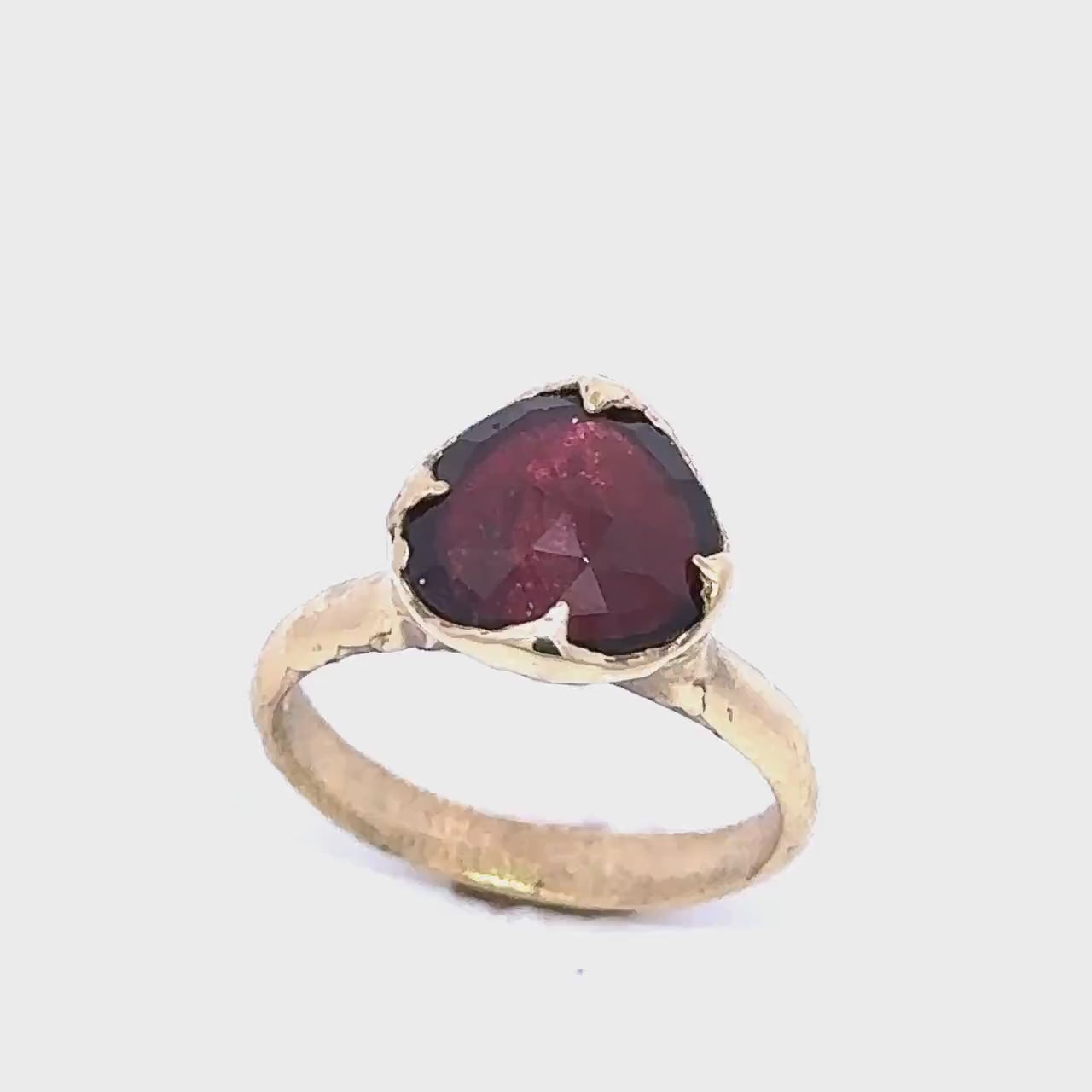 Fancy cut red Tourmaline Yellow Gold Ring Gemstone Solitaire recycled 18k statement cocktail statement 3276