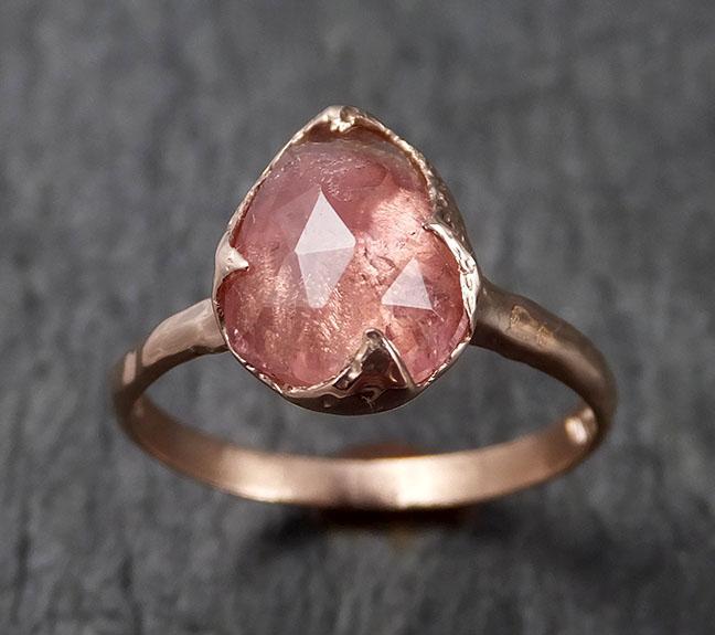 Fancy cut Pink Tourmaline Rose Gold Ring Gemstone Solitaire recycled 14k statement cocktail statement 1486 - by Angeline