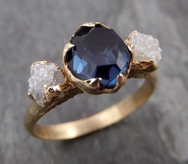 partially faceted color change garnet diamond 14k yellow gold