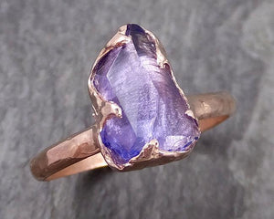 Partially faceted Tanzanite Crystal rose Gold Ring Gemstone Solitaire recycled 14k byAngeline 0982 - by Angeline