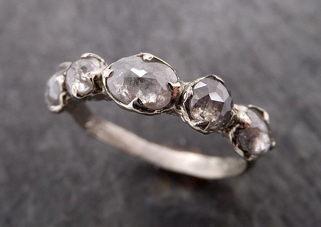 Fancy cut Contour Diamond Wedding Band 18k White Gold Diamond Wedding Ring byAngeline 1894