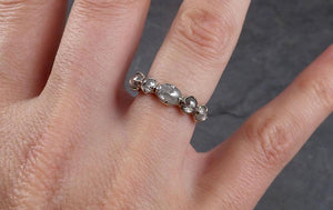Fancy cut Contour Diamond Wedding Band 18k White Gold Diamond Wedding Ring byAngeline 1894