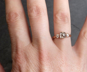 Fancy cut white Diamond Engagement 14k Rose Gold Multi stone Wedding Ring byAngeline 1980
