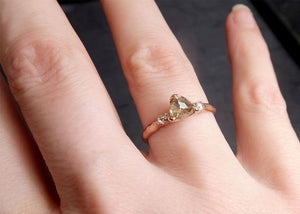 Champagne Fancy cut Diamond Engagement ring 14k Rose Gold Multi stone Wedding byAngeline 2001