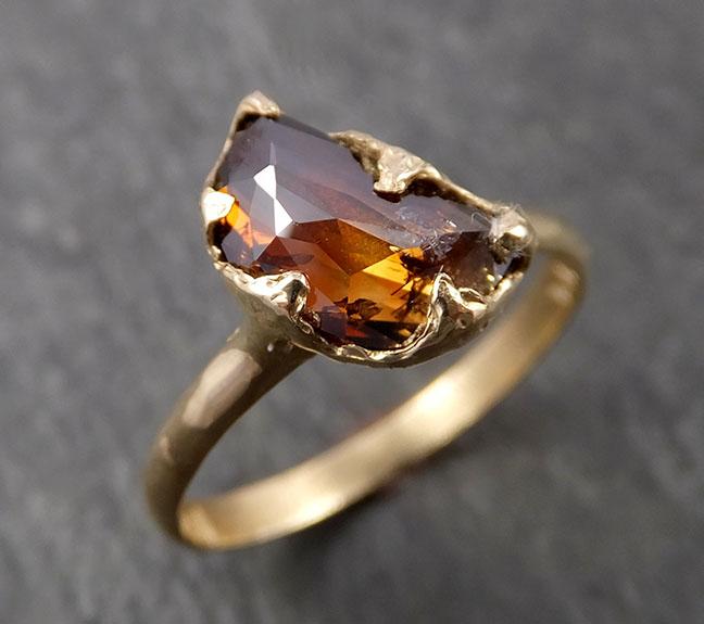 Fancy cut Cognac half moon Diamond Solitaire Engagement 14k Yellow Gold Wedding Ring Diamond Ring byAngeline 1631 - by Angeline