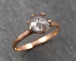 Faceted Fancy cut Salt and pepper Diamond Solitaire Engagement 14k Rose Gold Wedding Ring byAngeline 1652 - by Angeline