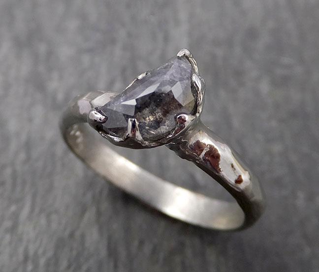 Fancy Cut Half Moon salt and pepper Diamond Solitaire Engagement 14k White Gold Wedding Ring byAngeline 1660 - by Angeline