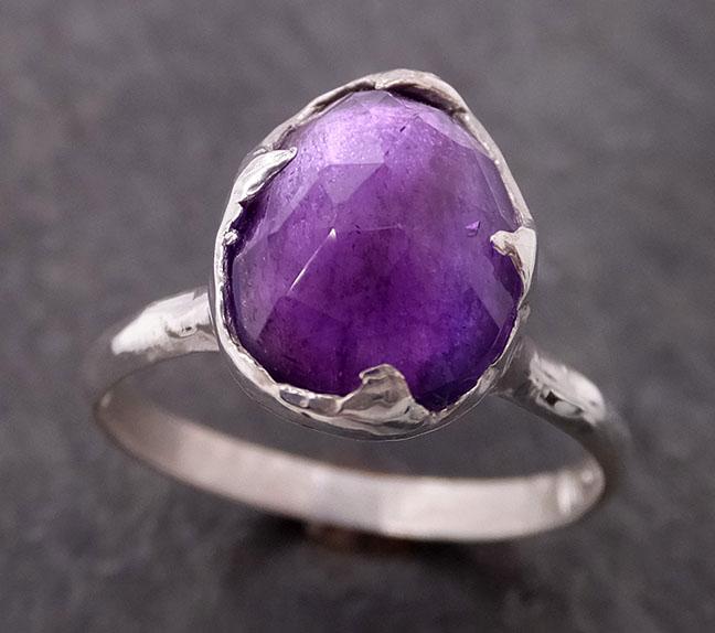 fancy cut amethyst sterling silver ring gemstone solitaire recycled statement ss00011 Alternative Engagement
