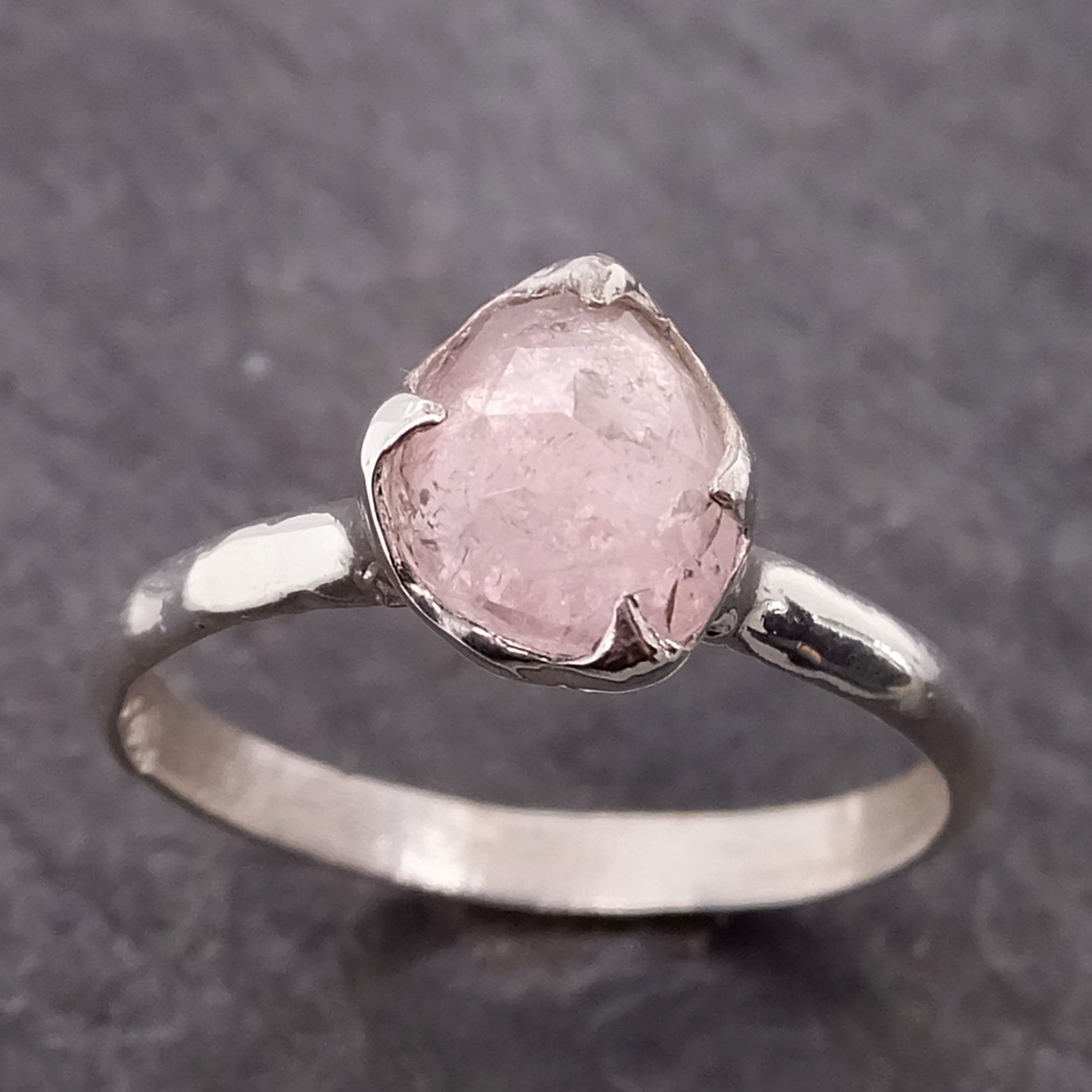 fancy cut pink tourmaline sterling silver ring gemstone solitaire recycled statement ss00033 Alternative Engagement