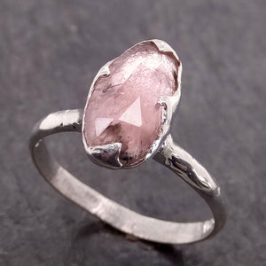 fancy cut pink tourmaline sterling silver ring gemstone solitaire recycled statement ss00036 Alternative Engagement