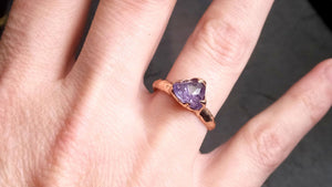Partially Faceted Purple/Lavender Sapphire 14k rose Gold Engagement Ring Wedding Ring Custom One Of a Kind Gemstone Ring Solitaire 2143