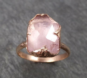 Partially Faceted Morganite 14k Rose Gold Solitaire Gemstone Ring Bespoke Pink Conflict Free 1837