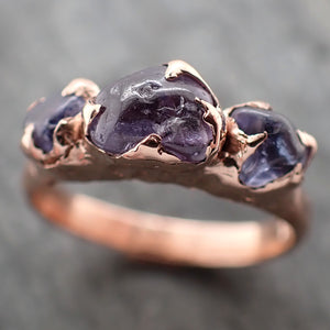 Sapphire purple violet polished 14k gold multi stone gemstone ring 2795