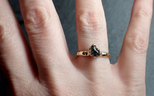 Fancy cut salt and pepper Half moon Diamond Engagement 18k Yellow Gold Solitaire Wedding Ring Diamond Ring byAngeline 2802
