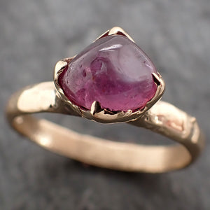 Sapphire tumbled yellow 18k gold Solitaire pink tumbled gemstone ring 2800