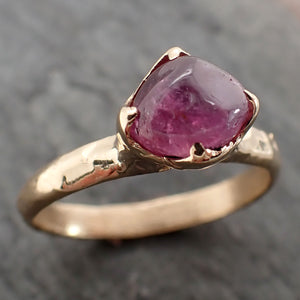 Sapphire tumbled yellow 18k gold Solitaire pink tumbled gemstone ring 2800