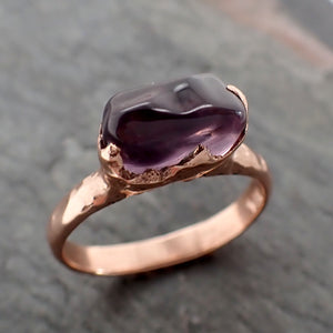 Garnet tumbled red wine 14k Rose gold Solitaire gemstone ring 2822