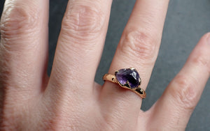 Sapphire tumbled 14k yellow gold Solitaire purple tumbled gemstone ring 2844