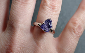 Sapphire Purple tumbled White 14k gold Solitaire gemstone ring 2851