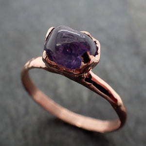 Sapphire  Purple polished 14k Rose gold Solitaire gemstone ring 2869