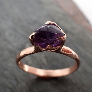 Sapphire  Purple polished 14k Rose gold Solitaire gemstone ring 2870