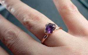 Sapphire  Purple polished 14k Rose gold Solitaire gemstone ring 2870