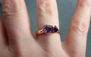 Sapphire  Purple polished 14k Rose gold Solitaire gemstone ring 2871