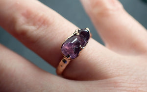 Sapphire  Purple polished 14k Rose gold Solitaire gemstone ring 2871
